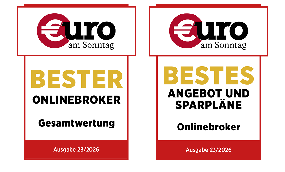 Auszeichnung Euro am Sonntag bester Online-Broker + bestes Sparplanangebot Auszeichnung Euro am Sonntag bester Online-Broker + bestes Sparplanangebot