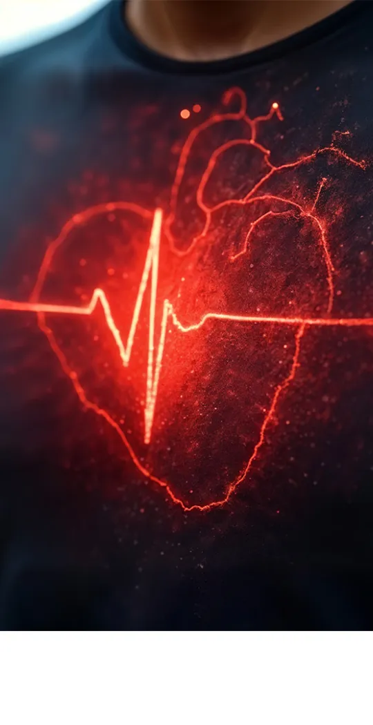 Pulsierendes Herz auf Oberkörper.