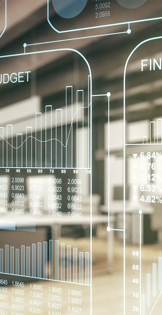 Futuristische Diagramme auf Glas.
